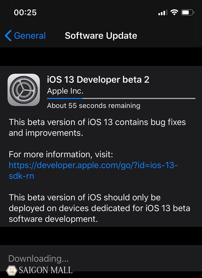 Bản beta của Apple IOS 13