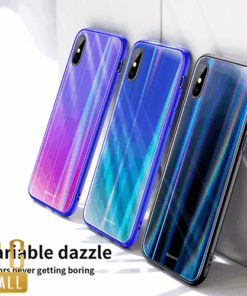 Ốp lưng trong suốt đổi màu Baseus Laser Luster Glass Case cho iPhone X
