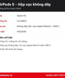 Thông số kỹ thuật AirPods 5 - Hộp sạc không dây