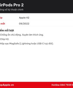 Thông số kỹ thuật AirPods Pro 2