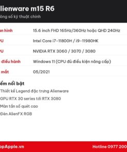 Thông số kỹ thuật Alienware m15 R6