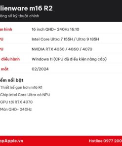 Thông số kỹ thuật Alienware m16 R2