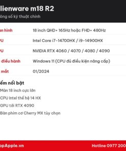 Thông số kỹ thuật Alienware m18 R2