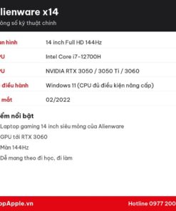Thông số kỹ thuật Alienware x14