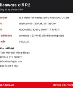 Thông số kỹ thuật Alienware x15 R2