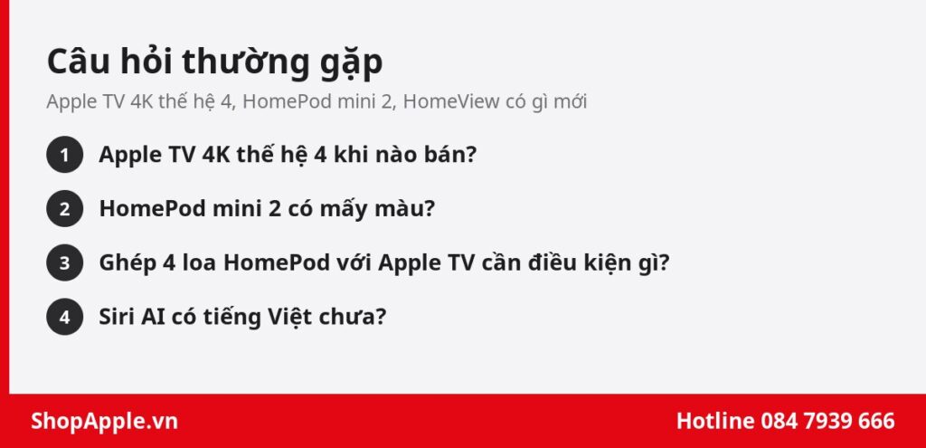 Câu hỏi thường gặp về Apple TV 4K thế hệ 4