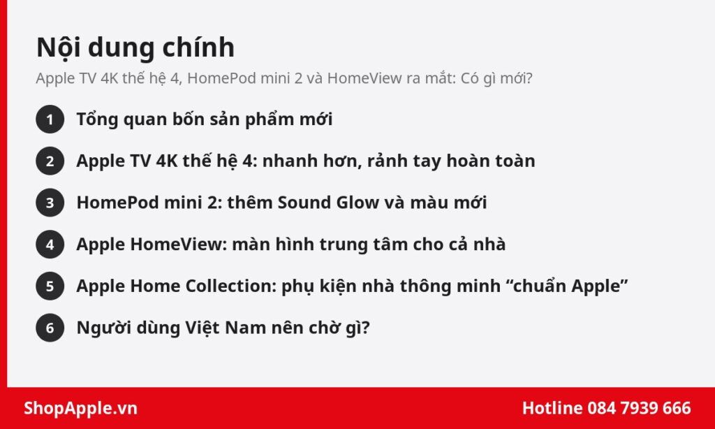 Nội dung chính: Apple TV 4K thế hệ 4, HomePod mini 2 và HomeView ra mắt: Có gì mới?