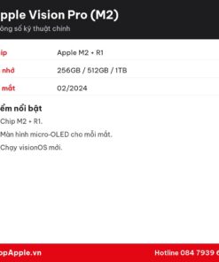 Thông số kỹ thuật Apple Vision Pro (M2)