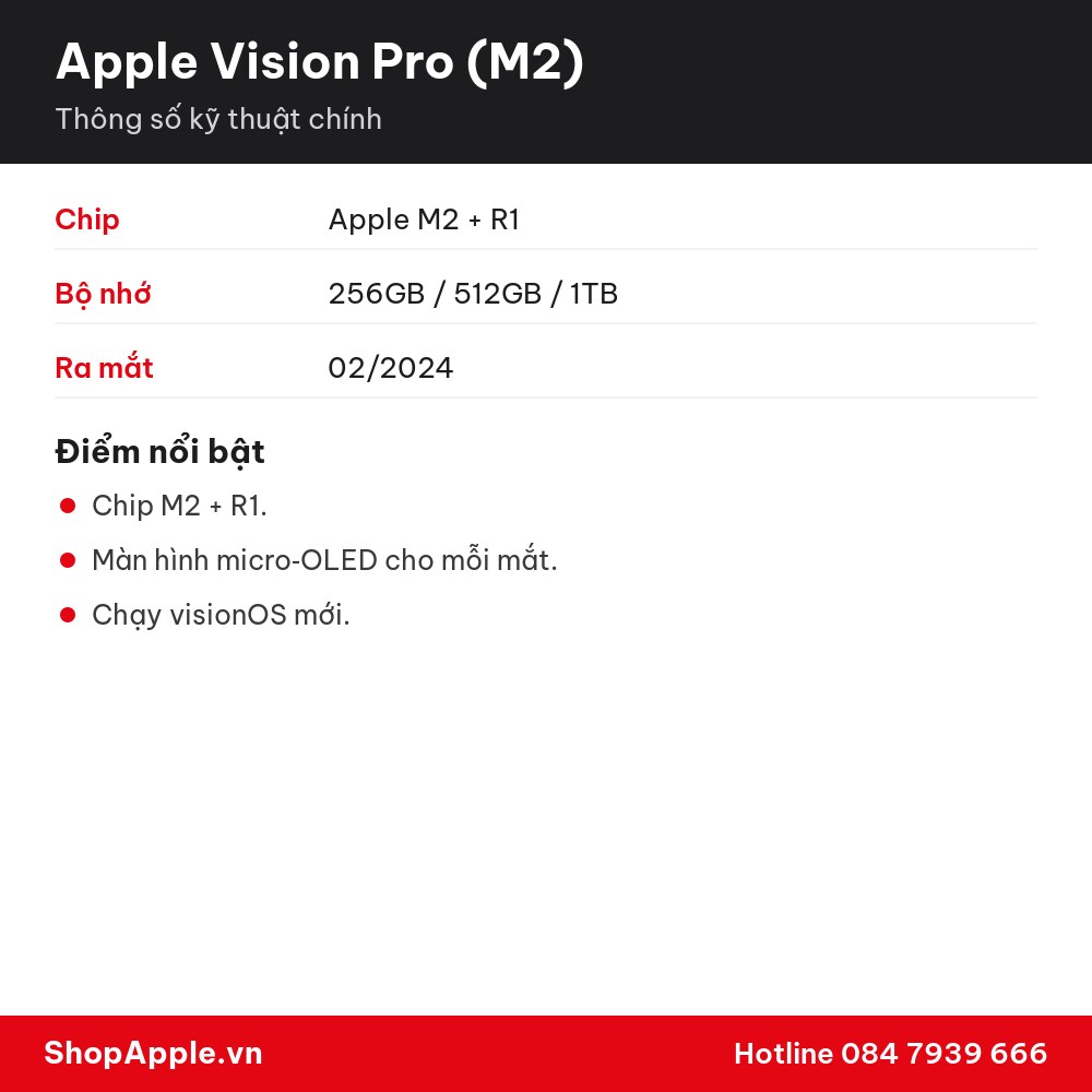 Thông số kỹ thuật Apple Vision Pro (M2)