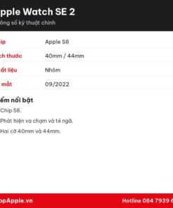 Thông số kỹ thuật Apple Watch SE 2