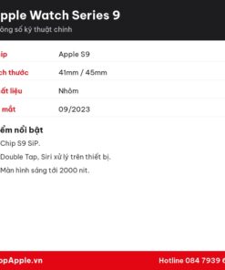 Thông số kỹ thuật Apple Watch Series 9