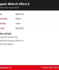 Thông số kỹ thuật Apple Watch Ultra 2