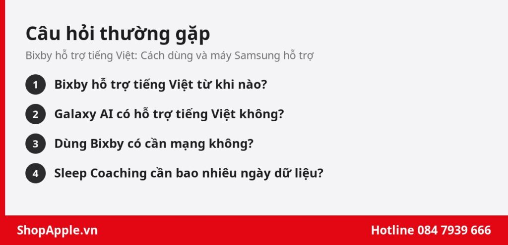 Câu hỏi thường gặp về Bixby tiếng Việt