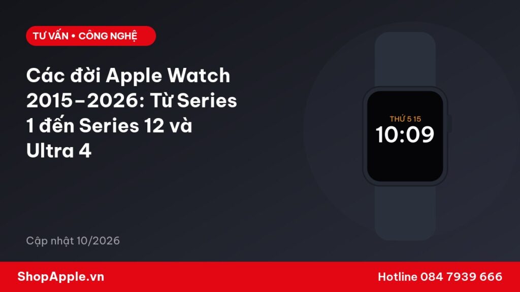 Các đời Apple Watch 2015–2026: Từ Series 1 đến Series 12 và Ultra 4