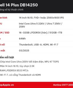 Thông số kỹ thuật Dell 14 Plus DB14250