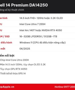 Thông số kỹ thuật Dell 14 Premium DA14250