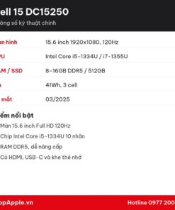 Thông số kỹ thuật Dell 15 DC15250