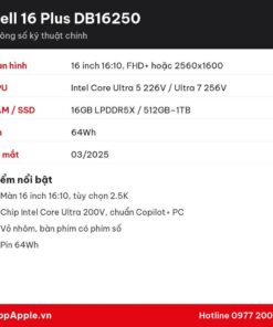 Thông số kỹ thuật Dell 16 Plus DB16250