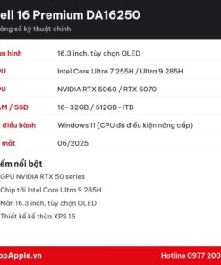 Thông số kỹ thuật Dell 16 Premium DA16250
