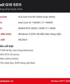 Thông số kỹ thuật Dell G15 5511