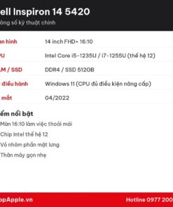 Thông số kỹ thuật Dell Inspiron 14 5420