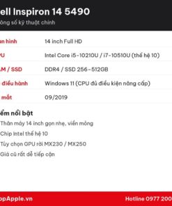 Thông số kỹ thuật Dell Inspiron 14 5490