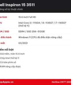 Thông số kỹ thuật Dell Inspiron 15 3511