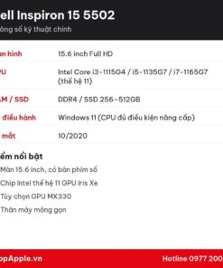 Thông số kỹ thuật Dell Inspiron 15 5502