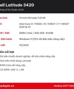 Thông số kỹ thuật Dell Latitude 3420