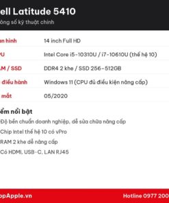 Thông số kỹ thuật Dell Latitude 5410