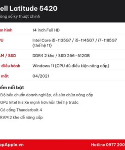 Thông số kỹ thuật Dell Latitude 5420