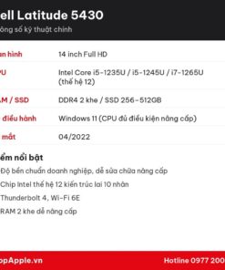 Thông số kỹ thuật Dell Latitude 5430