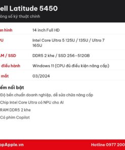 Thông số kỹ thuật Dell Latitude 5450