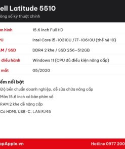 Thông số kỹ thuật Dell Latitude 5510