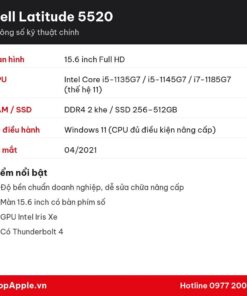 Thông số kỹ thuật Dell Latitude 5520