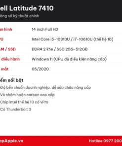 Thông số kỹ thuật Dell Latitude 7410