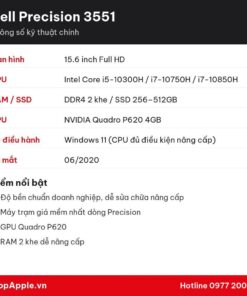 Thông số kỹ thuật Dell Precision 3551