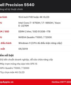 Thông số kỹ thuật Dell Precision 5540
