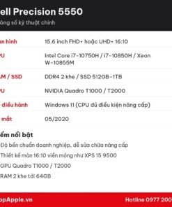 Thông số kỹ thuật Dell Precision 5550