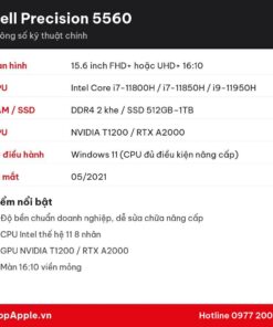 Thông số kỹ thuật Dell Precision 5560