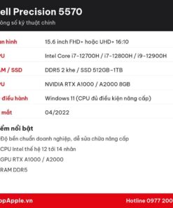 Thông số kỹ thuật Dell Precision 5570