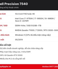 Thông số kỹ thuật Dell Precision 7540