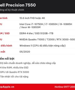 Thông số kỹ thuật Dell Precision 7550