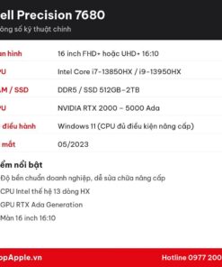 Thông số kỹ thuật Dell Precision 7680