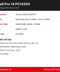 Thông số kỹ thuật Dell Pro 14 PC14250