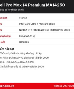 Thông số kỹ thuật Dell Pro Max 14 Premium MA14250