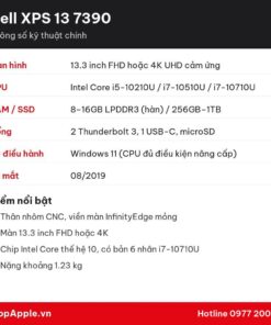 Thông số kỹ thuật Dell XPS 13 7390