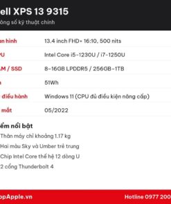 Thông số kỹ thuật Dell XPS 13 9315
