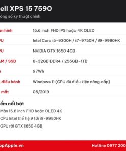 Thông số kỹ thuật Dell XPS 15 7590