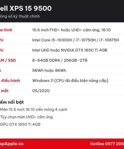Thông số kỹ thuật Dell XPS 15 9500